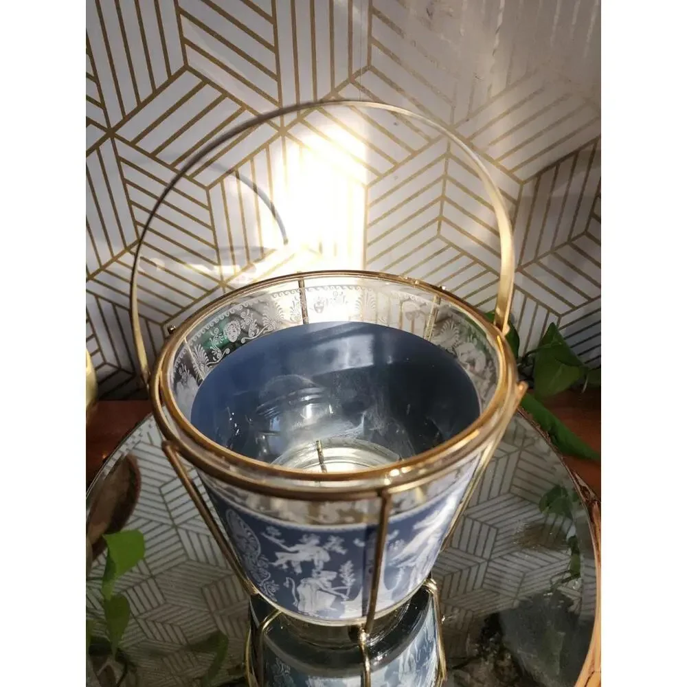 Vintage Jeannette Wedgwood Grecian Blue Hellenic Greek Roman Ice/Snack Bucket